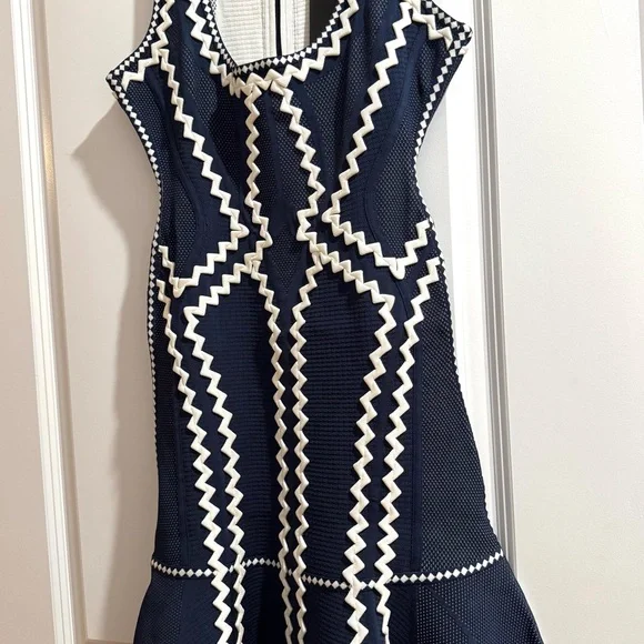 Herve Leger Navy and Cream Mini Dress - NWT - Picture 4 of 7